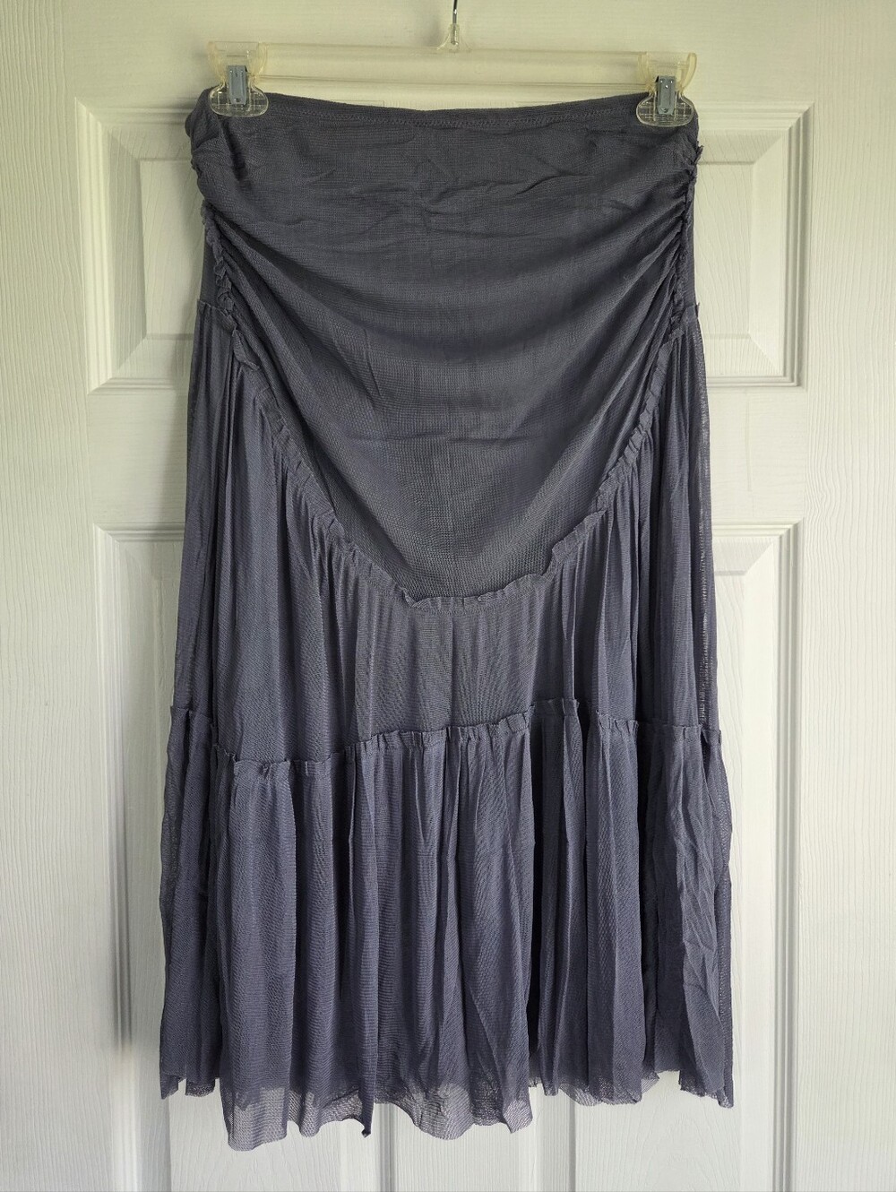 Vintage!!! Max Studio ✨️ Y2K Silk Strapless Midi Dress in Slate Blue Size S